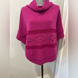 Montelli Womens Sz: Large Magnets Cowl Neck Side Button Round Bottom Cape.